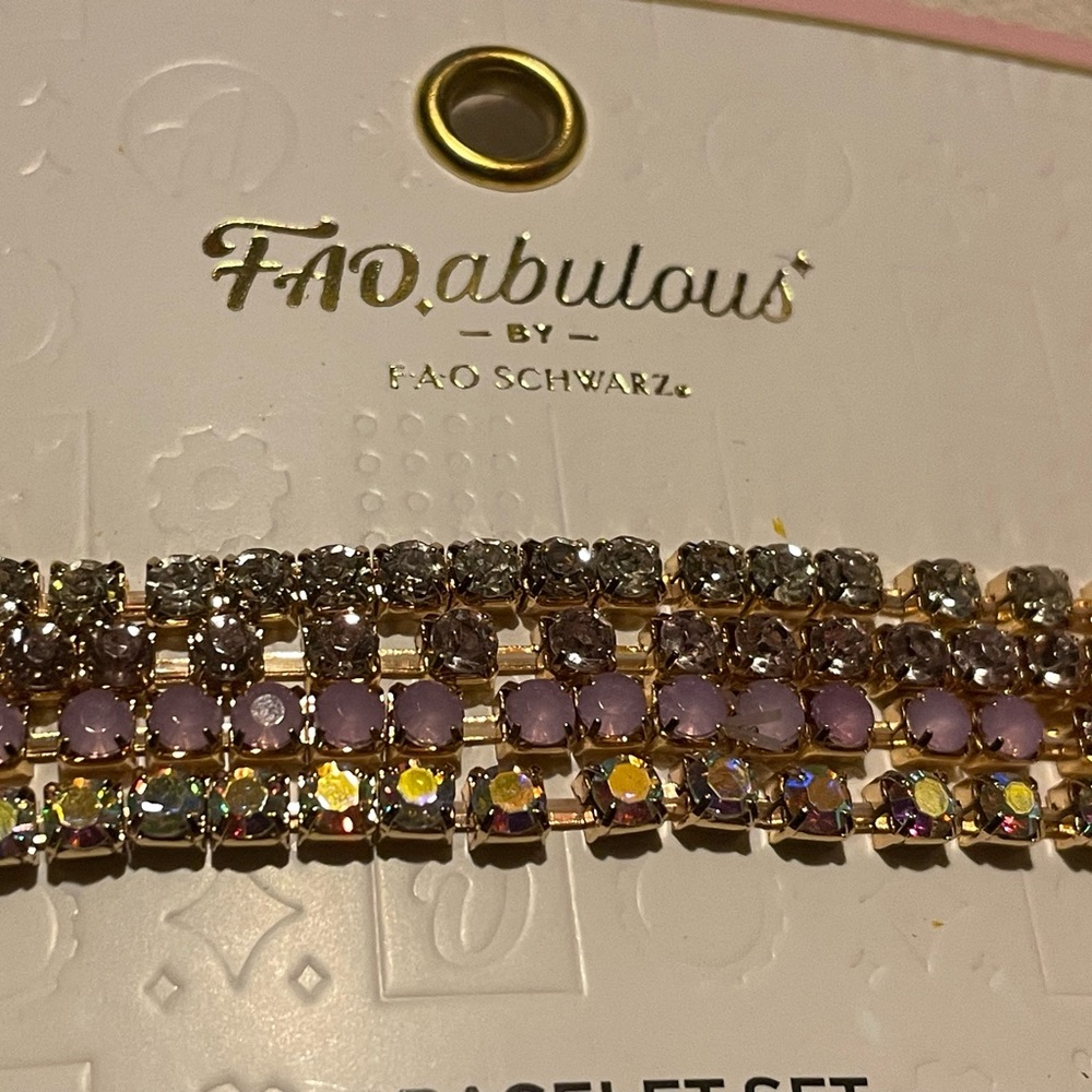 FAO Schwarz Purple and Gold Stone Bracelet
